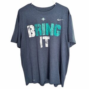 Nike Men's Teal and White Graphic Tee 
Size XL - Pre-Loved